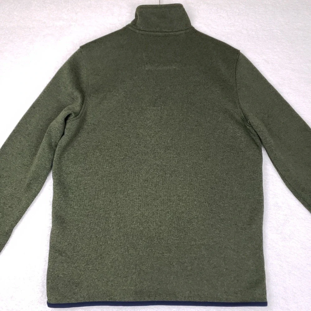 Nautica Mens Quarter Zip Pullover Sweater Olive Green Heathered Knit M Fisherman